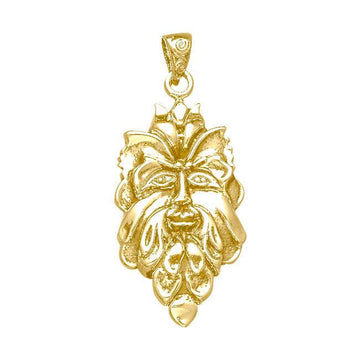 Green Man Solid Gold Pendant GTP710 - Jewelry